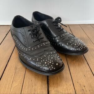 Steve Madden Saxon Black Studded Oxford Shoes 90’s Grunge Dark Academia 8.5